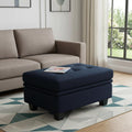 Blue and Black Velvet Tufted Storage Ottoman - 32-inch