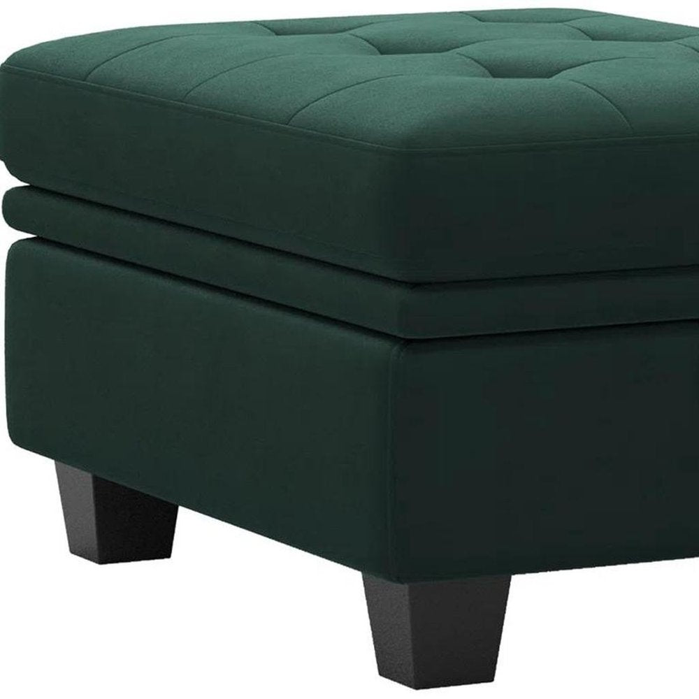 Blue and Black Velvet Tufted Storage Ottoman - 32-inch