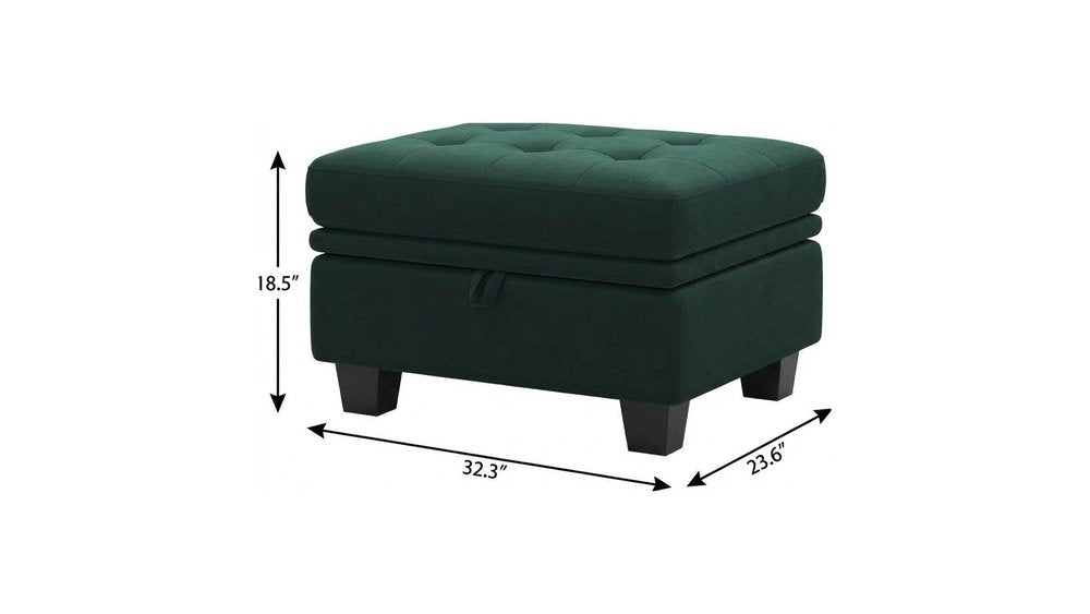 Blue and Black Velvet Tufted Storage Ottoman - 32-inch