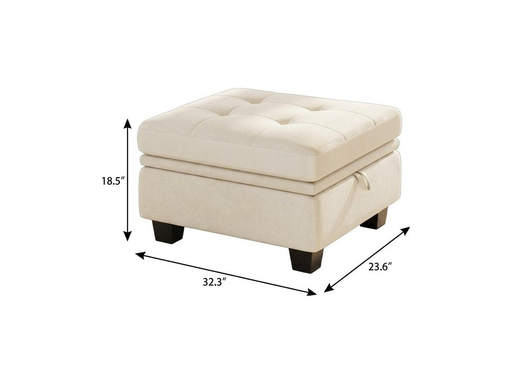 Blue and Black Velvet Tufted Storage Ottoman - 32-inch