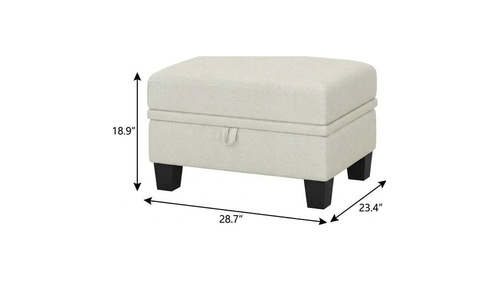 Gray and Black Chenille Storage Ottoman - 29-inch
