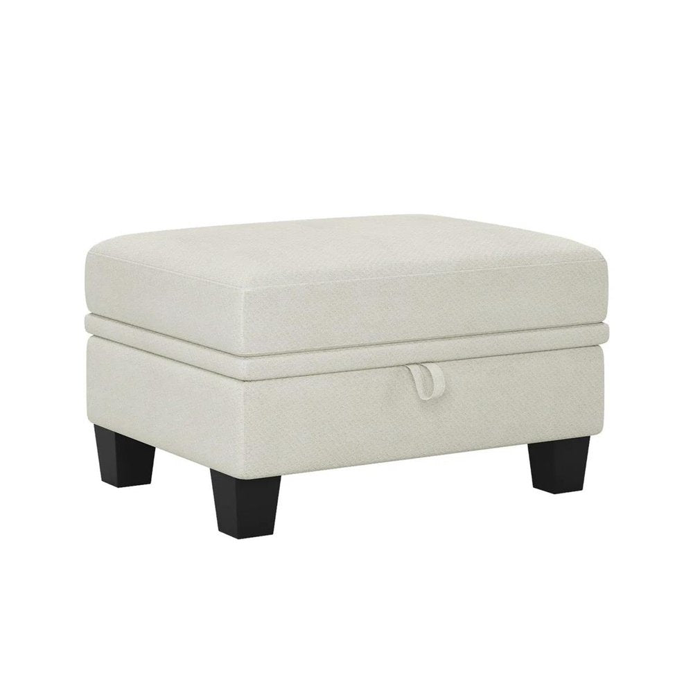 Gray and Black Chenille Storage Ottoman - 29-inch