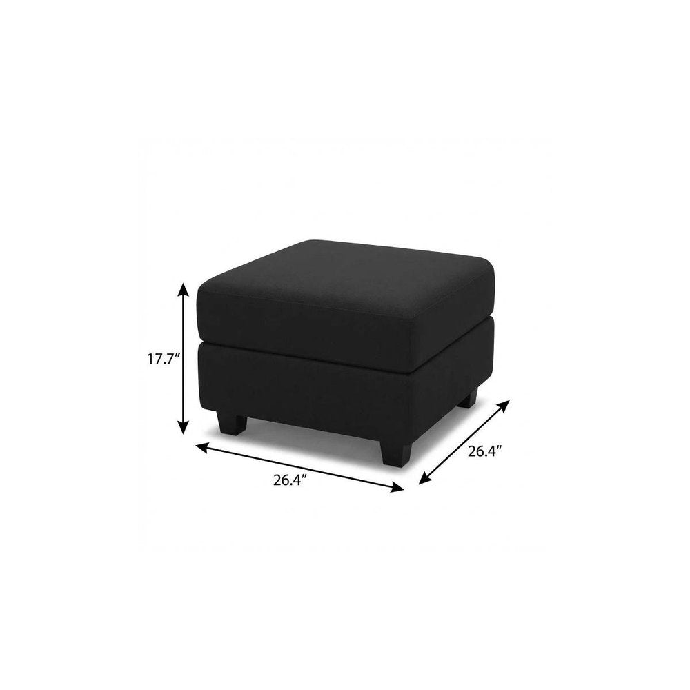 Teal Blue and Black Solid Wood and Microfiber Storage Ottoman - 26-inch