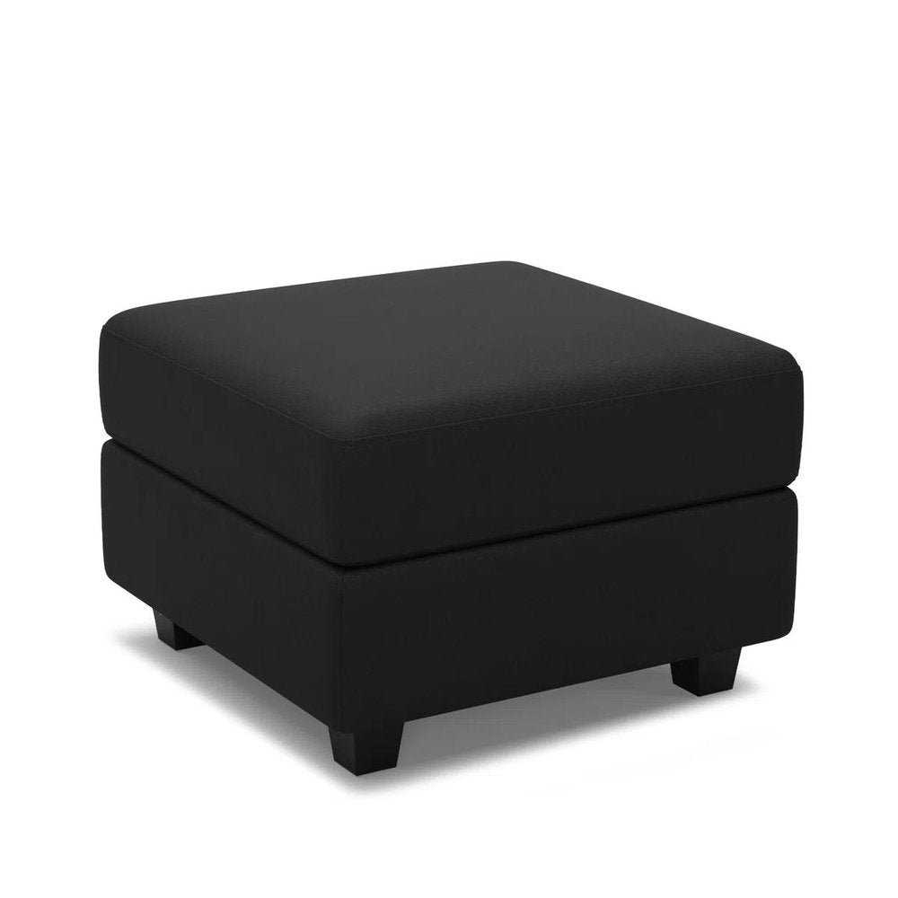Teal Blue and Black Solid Wood and Microfiber Storage Ottoman - 26-inch