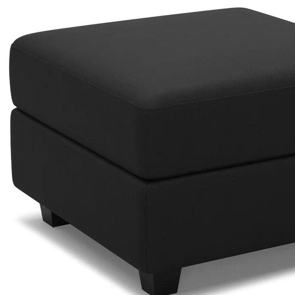 Teal Blue and Black Solid Wood and Microfiber Storage Ottoman - 26-inch