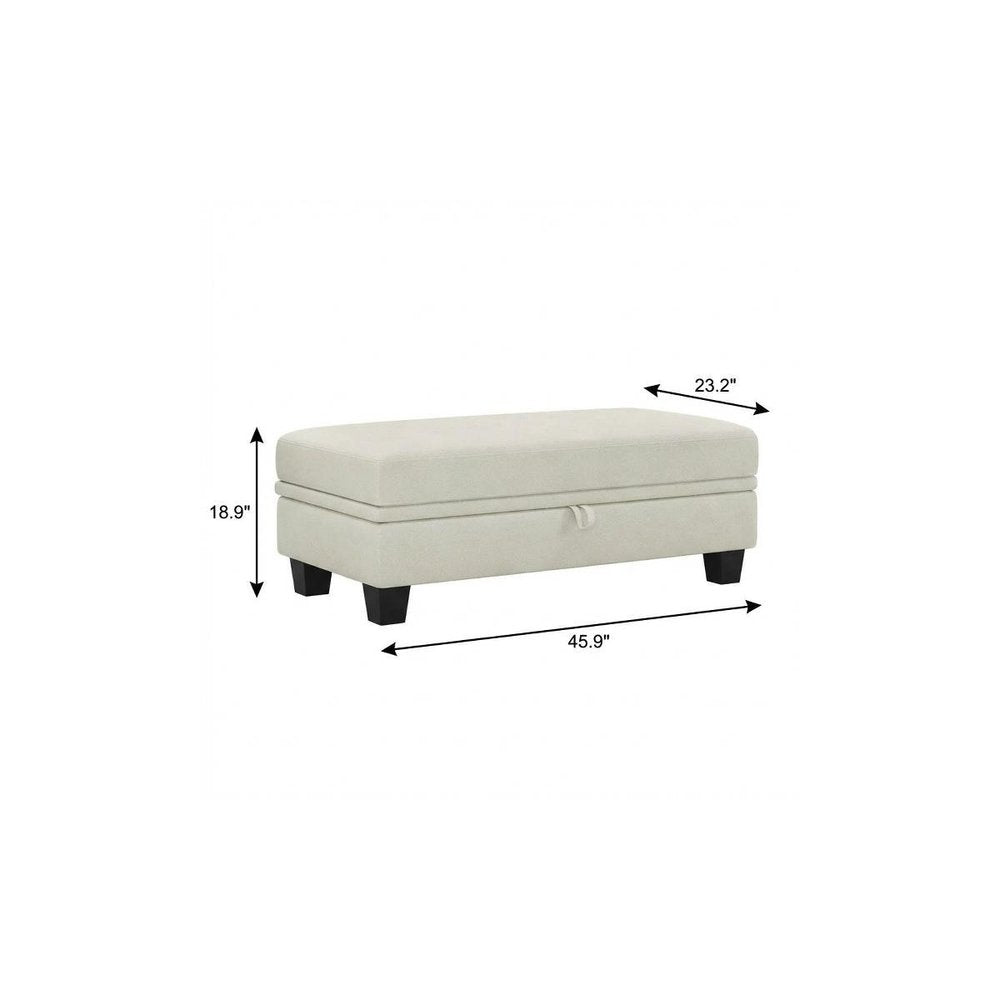 Beige and Black Chenille Storage Ottoman - 46-inch