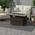 50000 Btu 43 Brown Wicker Propane Rectangular Fire Pit with Cover