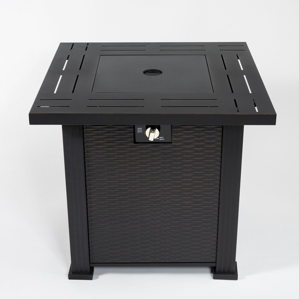50000 Btu 28 Black Steel Propane Square Fire Pit Table with Cover