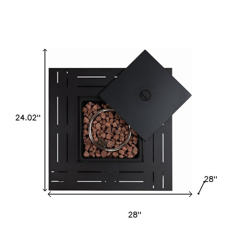 50000 Btu 28 Black Steel Propane Square Fire Pit Table with Cover