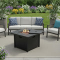 50000 Btu 28 Black Steel Propane Square Fire Pit Table with Cover