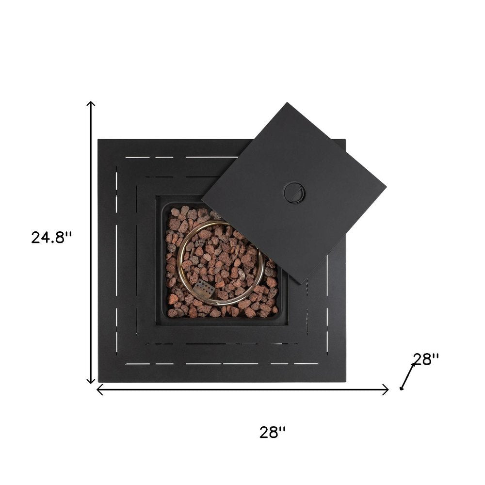 50000 Btu 28 Black Rattan Propane Square Fire Pit with Cover