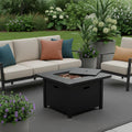 50000 Btu 28 Black Rattan Propane Square Fire Pit with Cover