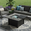 50000 Btu 30 Brown Wicker Propane Square Fire Pit with Cover