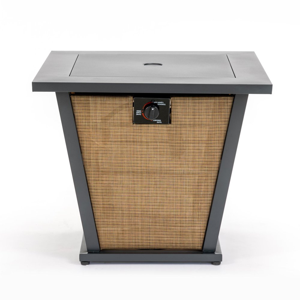 50000 Btu 28 Black Steel Propane Square Fire Pit with Cover