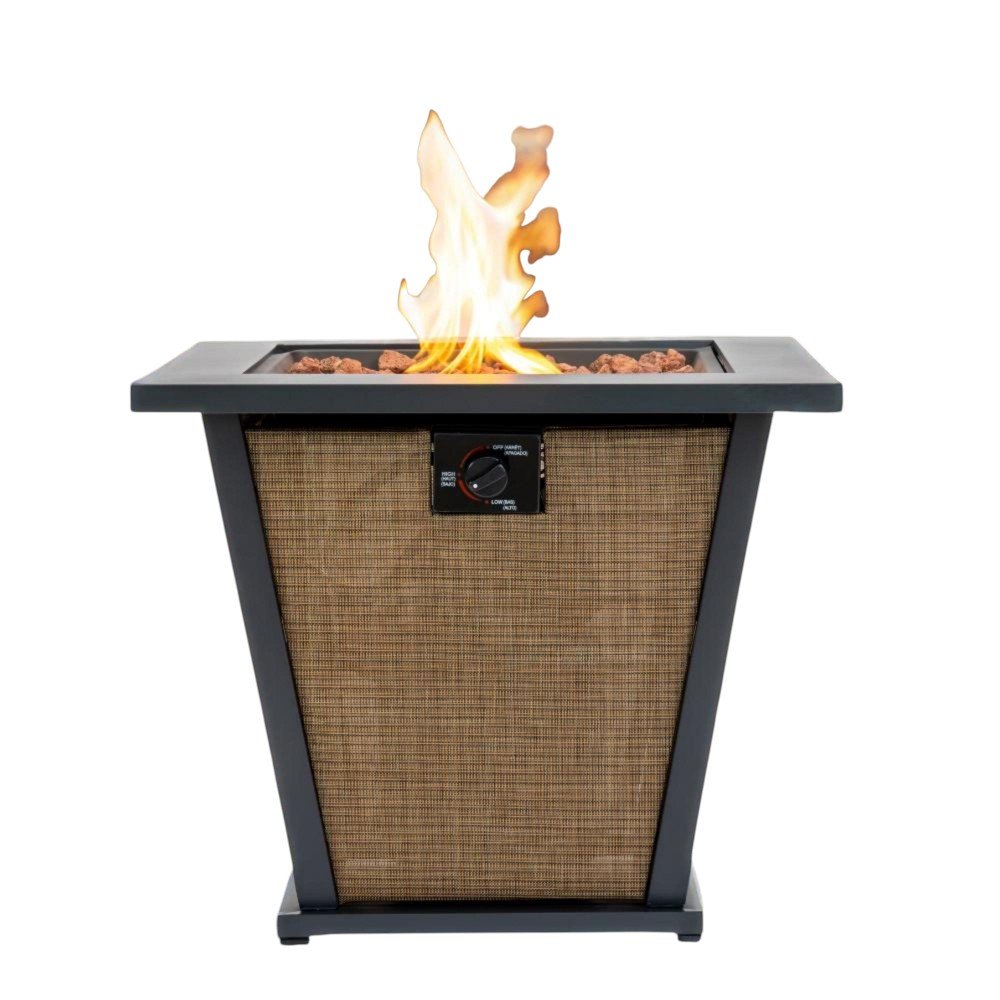 50000 Btu 28 Black Steel Propane Square Fire Pit with Cover