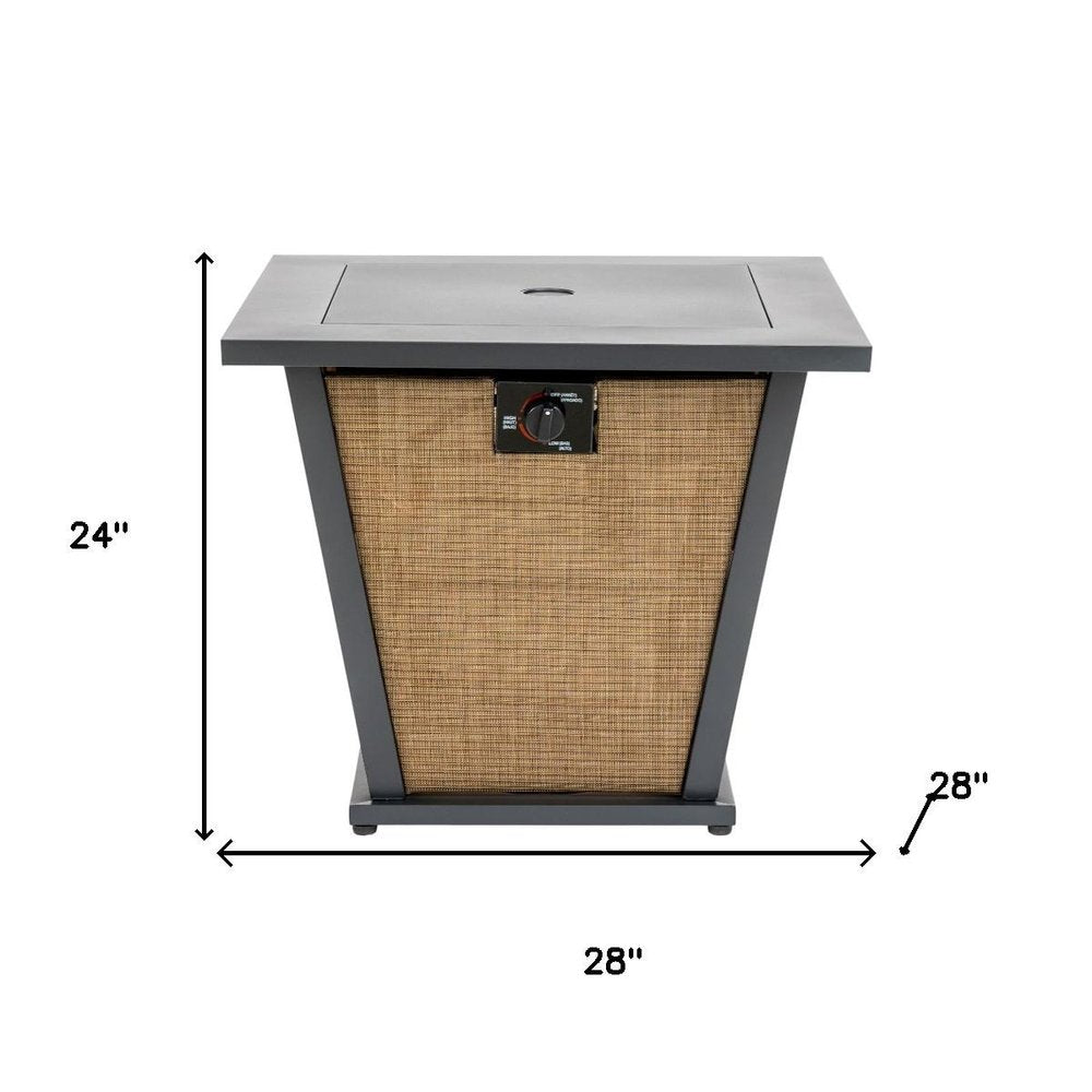 50000 Btu 28 Black Steel Propane Square Fire Pit with Cover