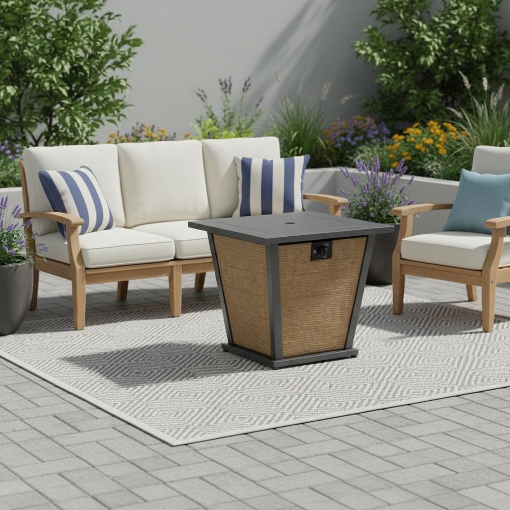50000 Btu 28 Black Steel Propane Square Fire Pit with Cover