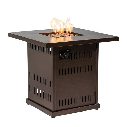 50000 Btu 27 Brown Steel Propane Square Fire Pit Table with Cover