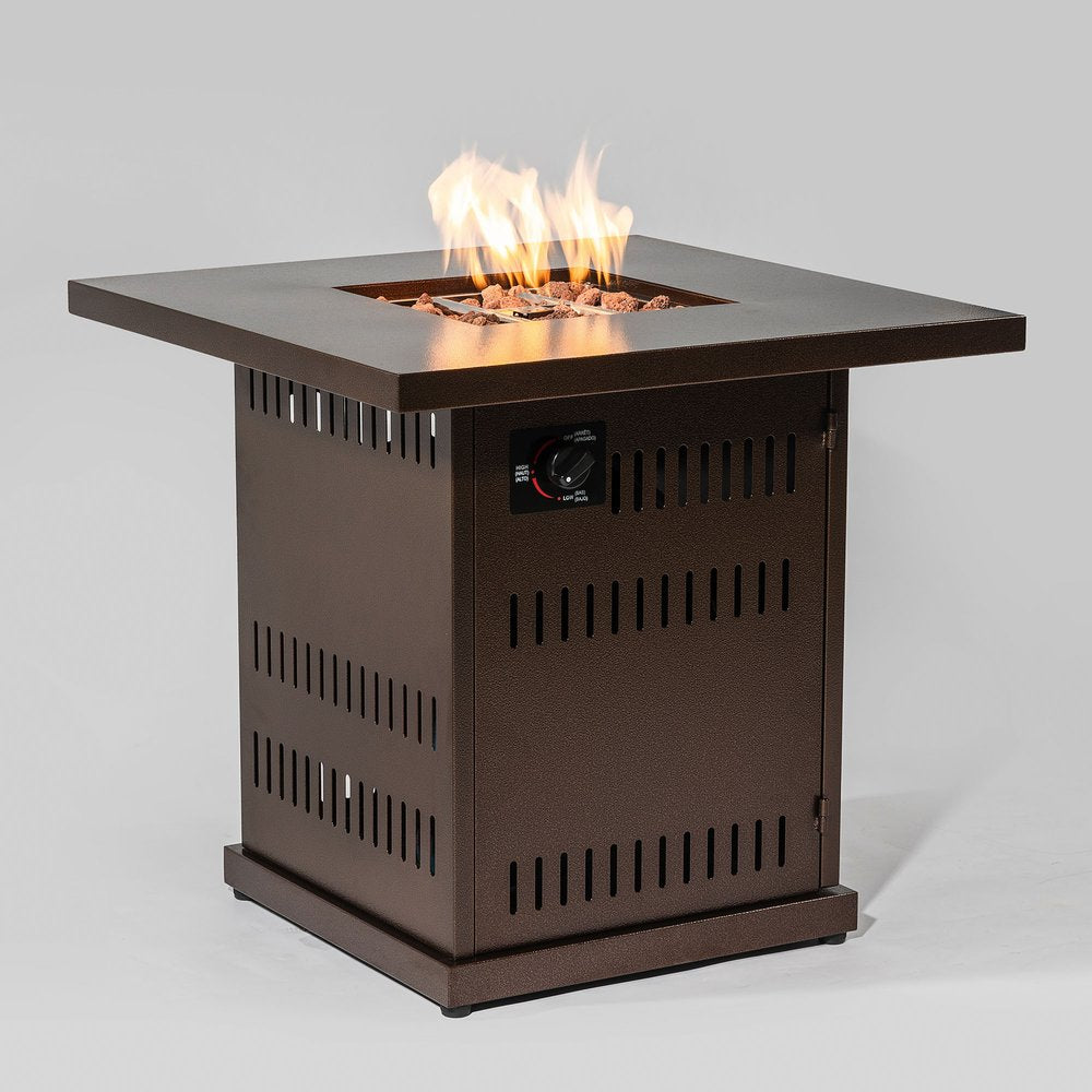 50000 Btu 27 Brown Steel Propane Square Fire Pit Table with Cover