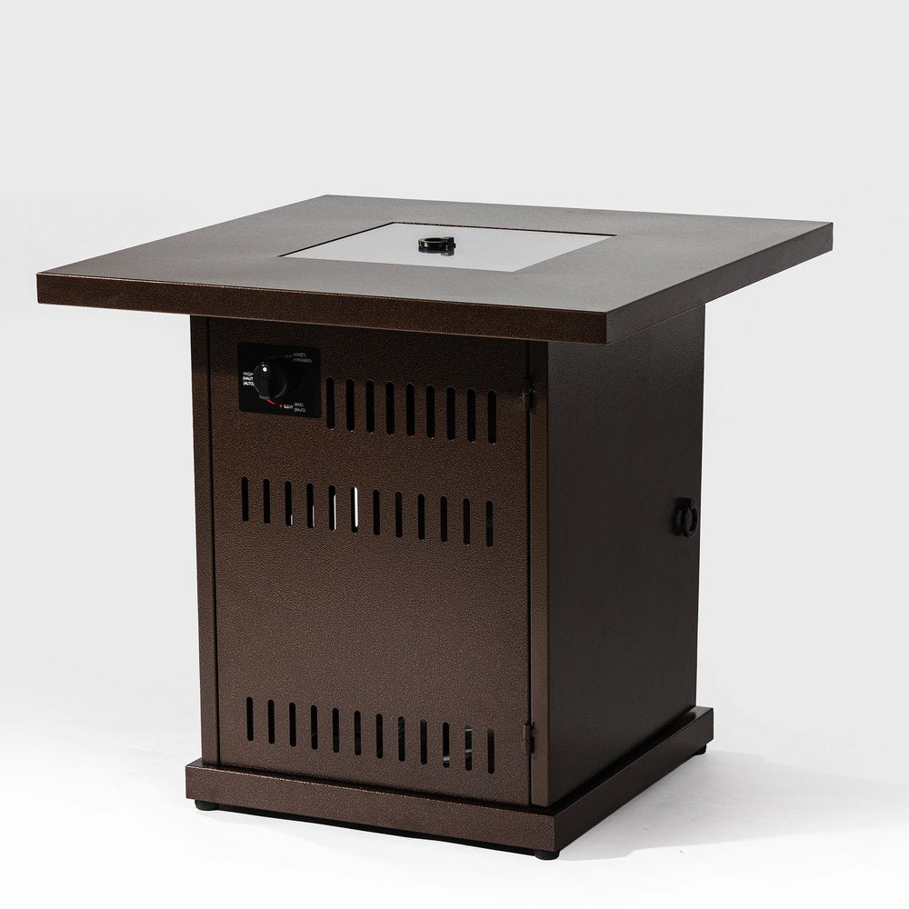 50000 Btu 27 Brown Steel Propane Square Fire Pit Table with Cover
