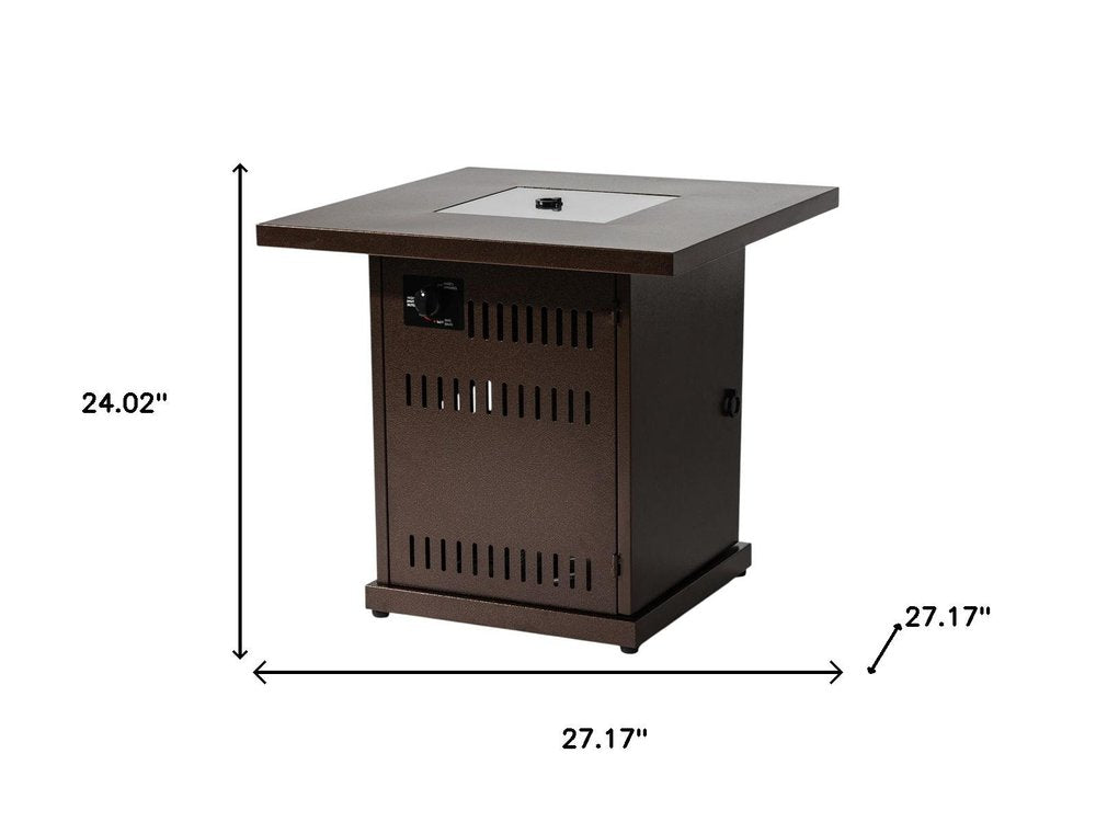 50000 Btu 27 Brown Steel Propane Square Fire Pit Table with Cover