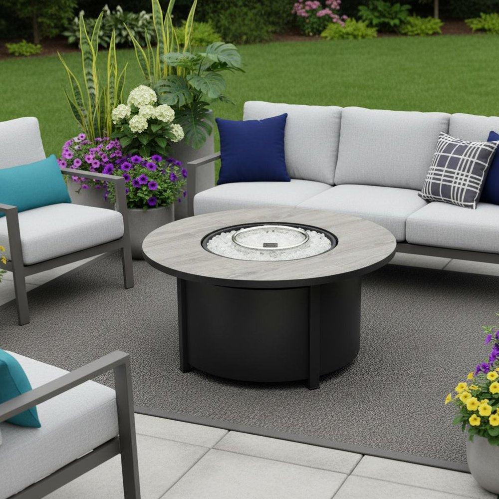 50000 Btu 30 Black Steel Propane Column Fire Pit with Cover