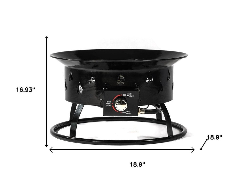 50000 Btu 19 Black Steel Propane Portable Tabletop Round Fire Pit