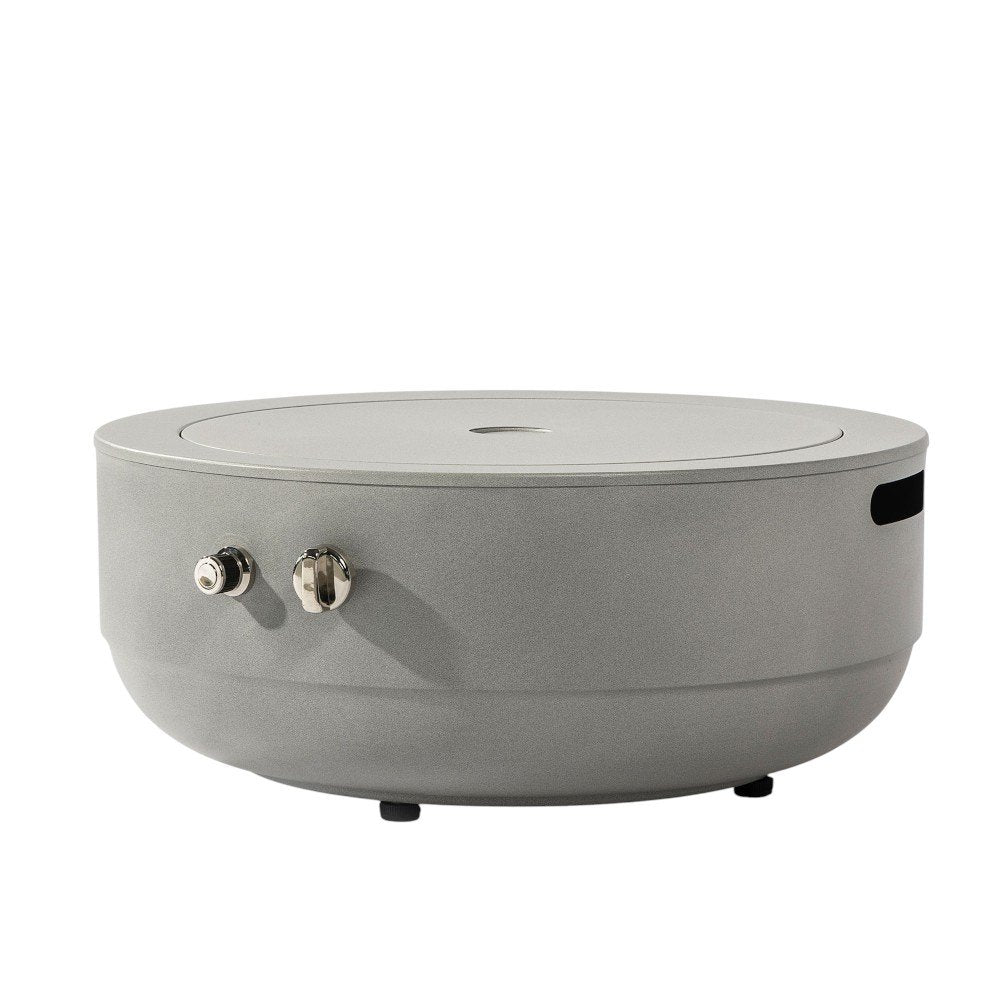 50000 Btu 24 Gray Steel Propane Round Fire Pit with Cover