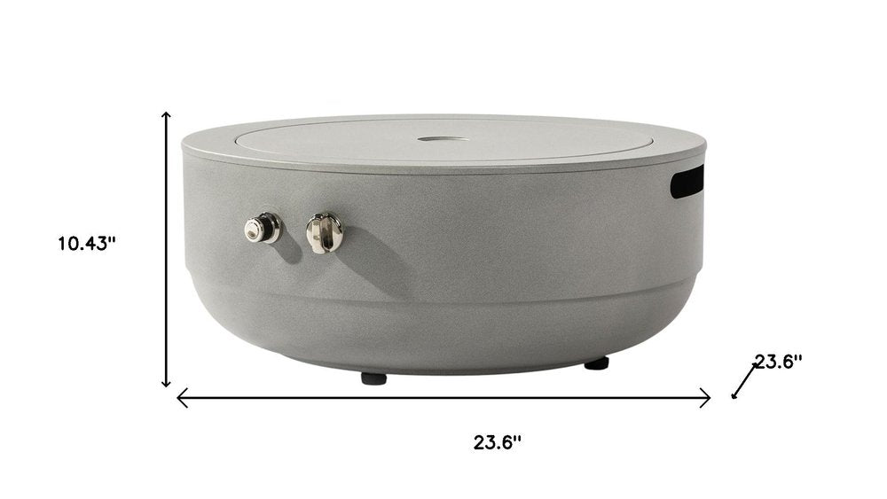 50000 Btu 24 Gray Steel Propane Round Fire Pit with Cover