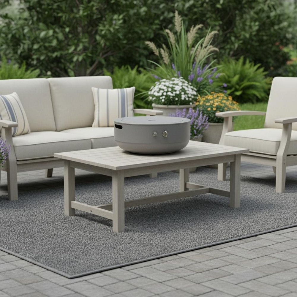 50000 Btu 24 Gray Steel Propane Round Fire Pit with Cover