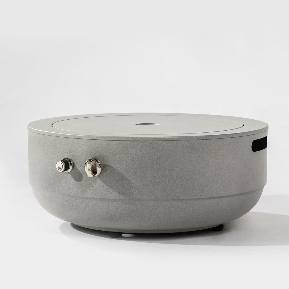 50000 Btu 24 Gray Steel Propane Round Fire Pit with Cover