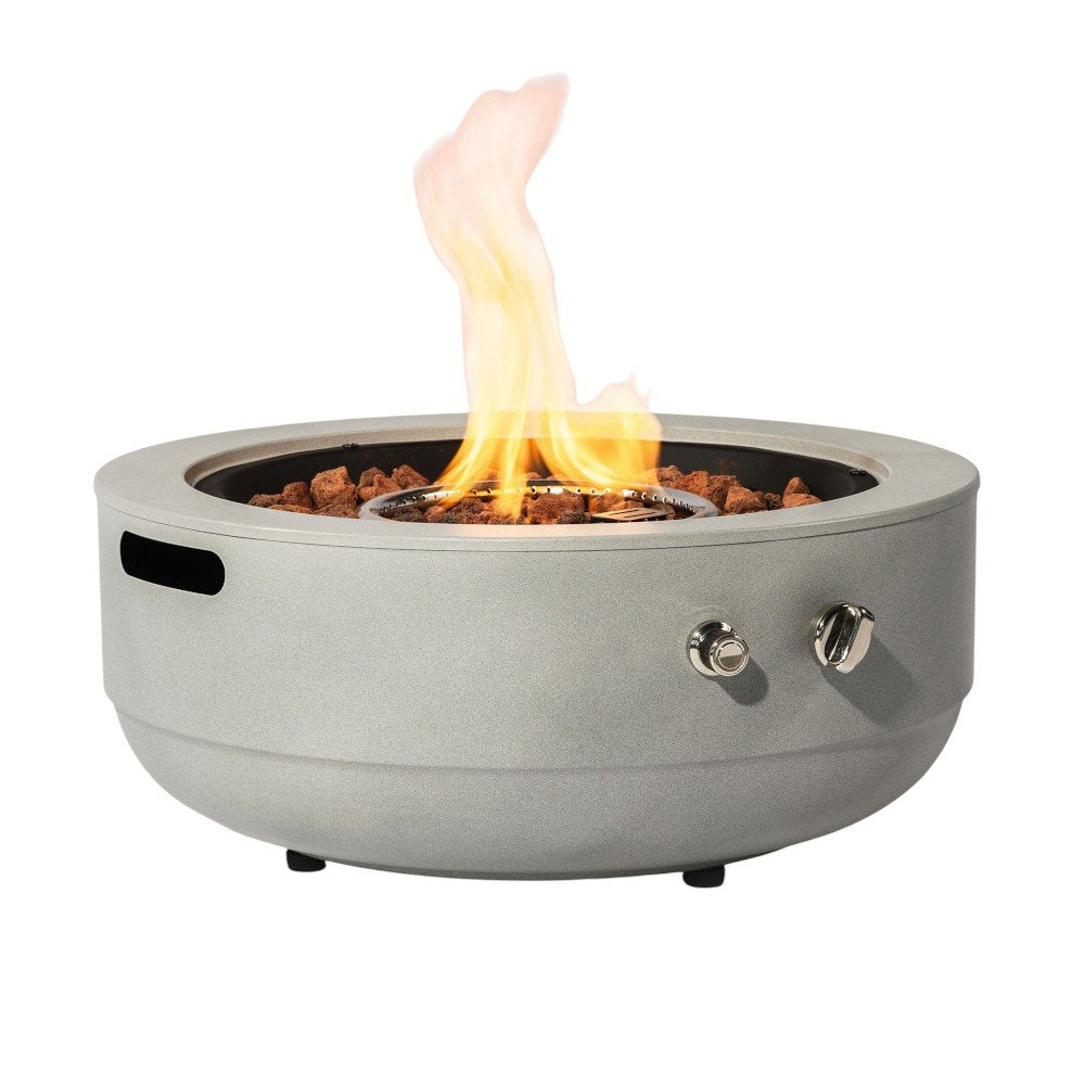 50000 Btu 24 Gray Steel Propane Round Fire Pit with Cover