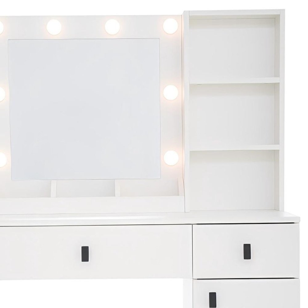 White Wood Two Drawer Vanity Table - 35-inch