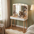 White Wood Mirrored Two Drawer Vanity Table - 32-inch