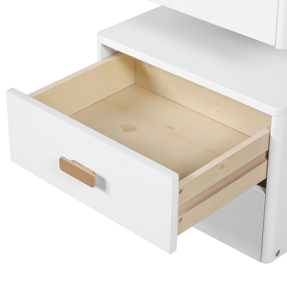 White Wood Five Drawer Vanity Table - 45-inch