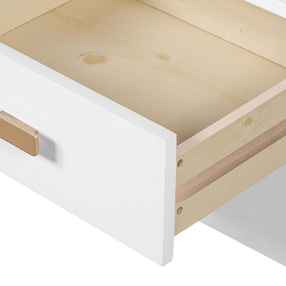 White Wood Five Drawer Vanity Table - 45-inch