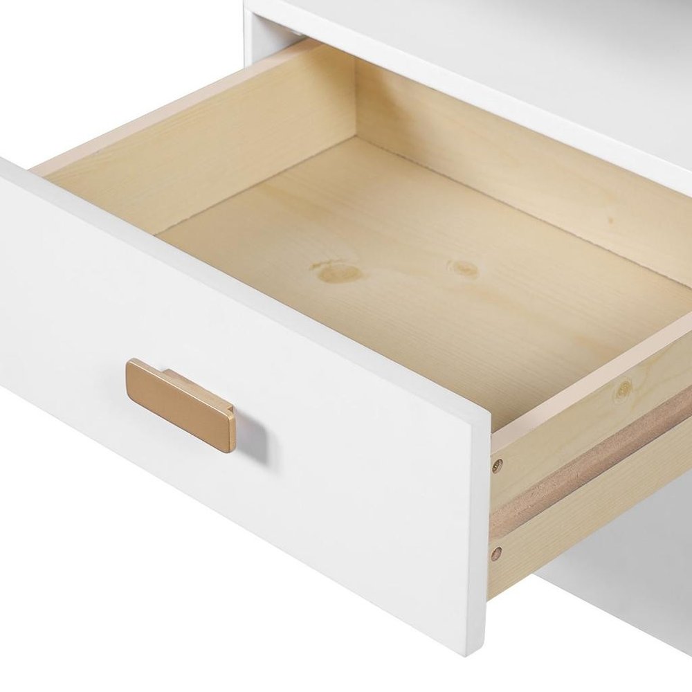 White Wood Five Drawer Vanity Table - 45-inch