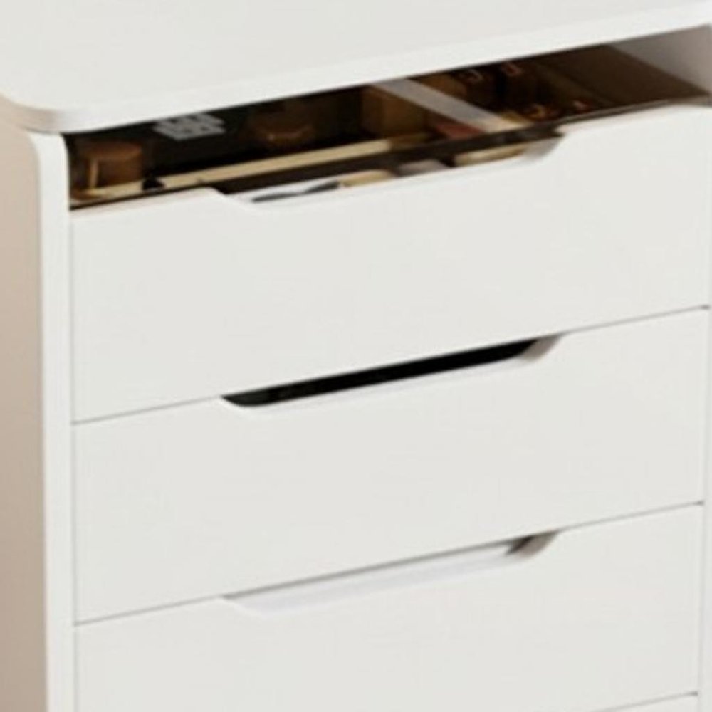 White Wood Mirrored Three Drawer Vanity Table - 19-inch