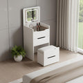 White Wood Mirrored Three Drawer Vanity Table - 19-inch