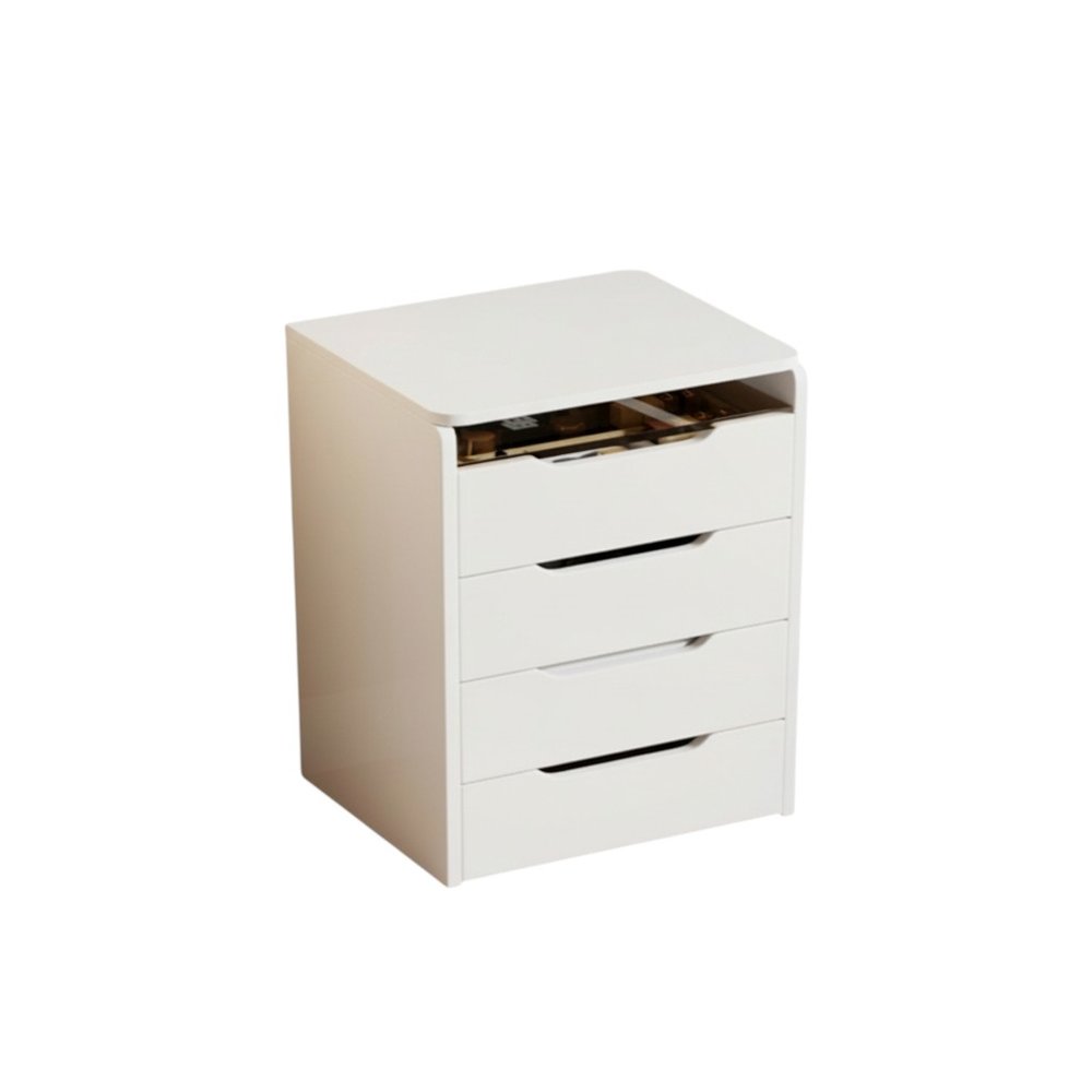 White Wood Mirrored Three Drawer Vanity Table - 19-inch
