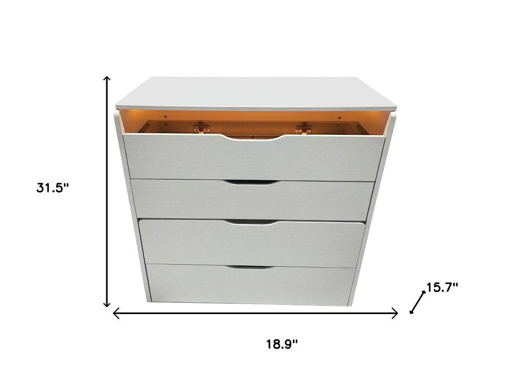 White Wood Mirrored Three Drawer Vanity Table - 19-inch