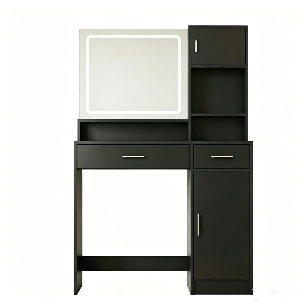 Black Wood Two Drawer Vanity Table - 35-inch