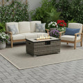 50000 Btu 32 Beige Iron Propane Rectangular Fire Pit with Cover