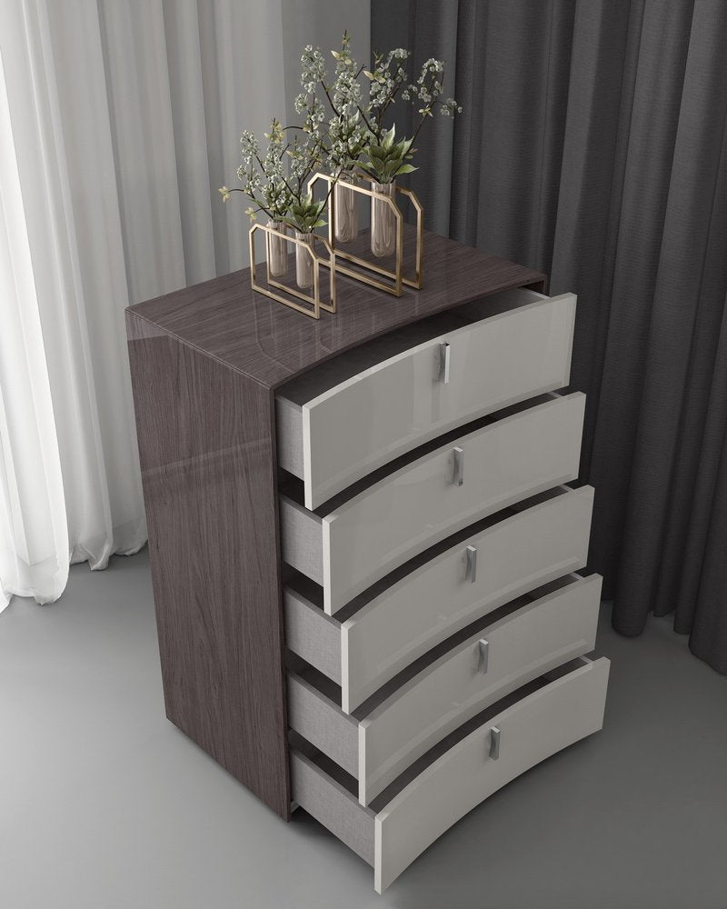 Chestnut and Light Gray Wood Five Drawer Dresser - 31-inch