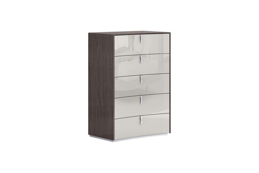 Chestnut and Light Gray Wood Five Drawer Dresser - 31-inch