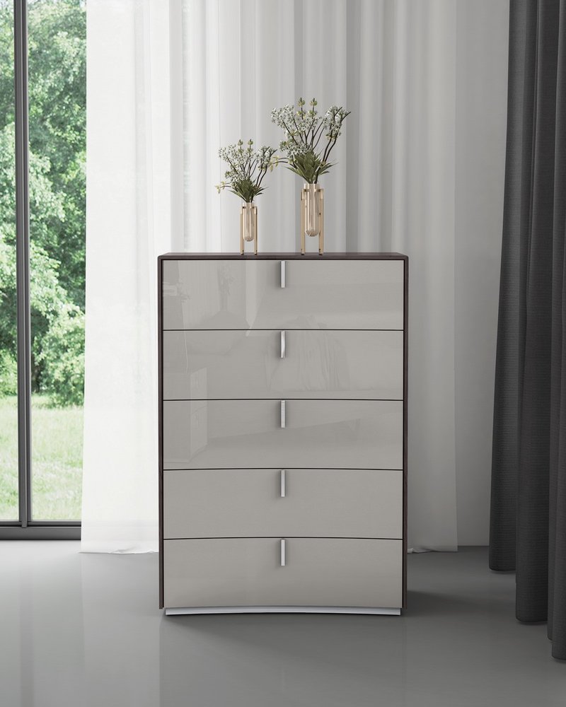 Chestnut and Light Gray Wood Five Drawer Dresser - 31-inch