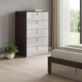 Chestnut and Light Gray Wood Five Drawer Dresser - 31-inch