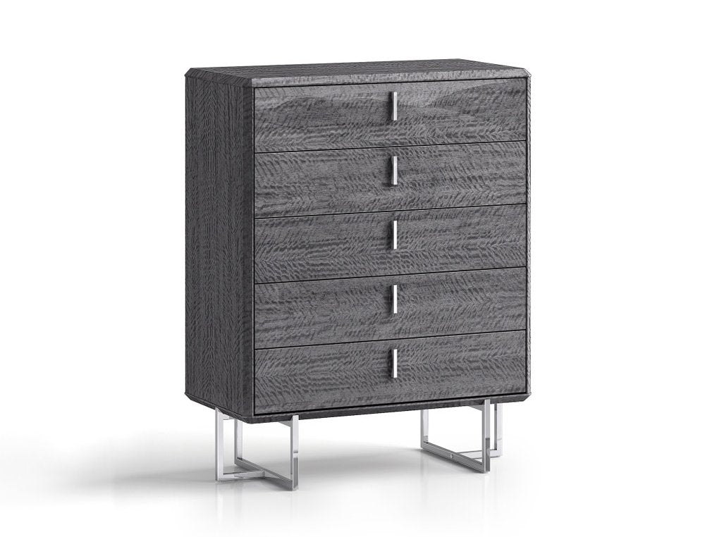 Gray Wood Five Drawer Dresser - 38-inch