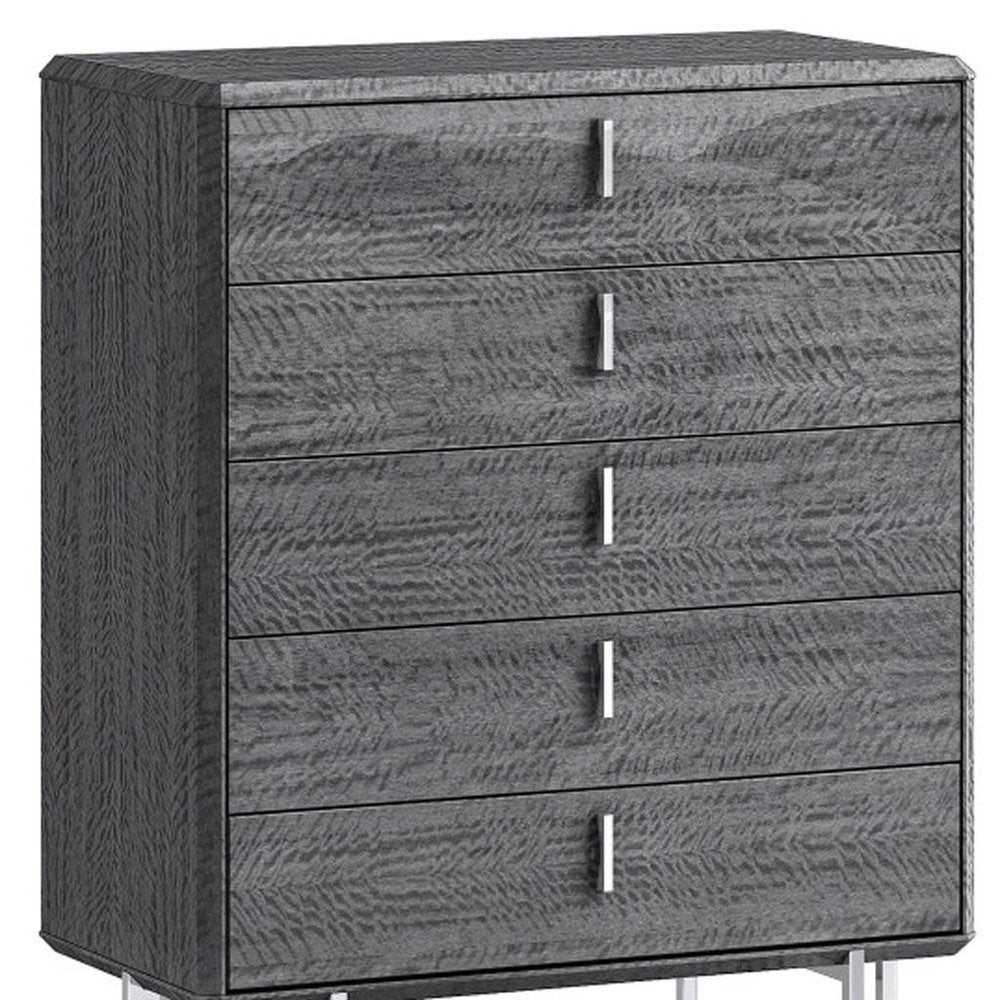 Gray Wood Five Drawer Dresser - 38-inch