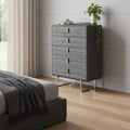 Gray Wood Five Drawer Dresser - 38-inch